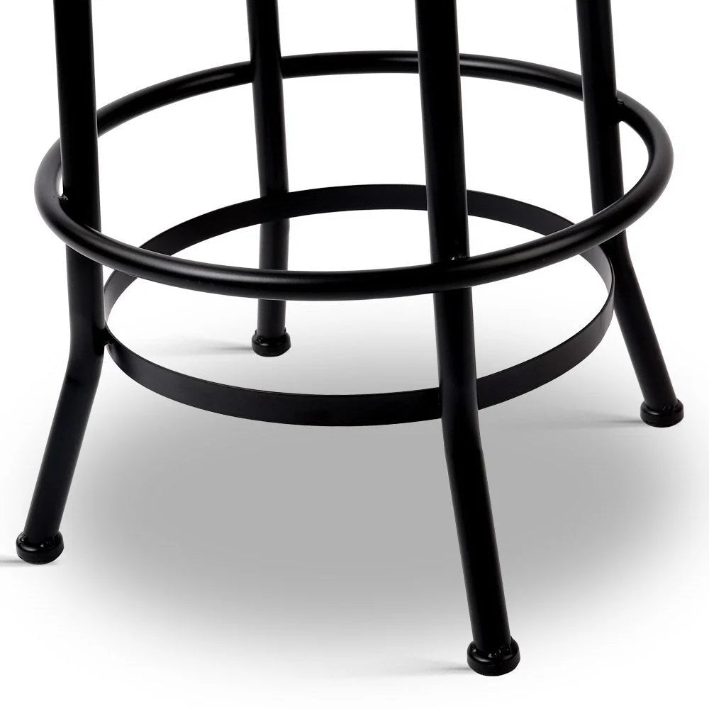 Black wood industrial bar stool with shaped seat and supportive backrest