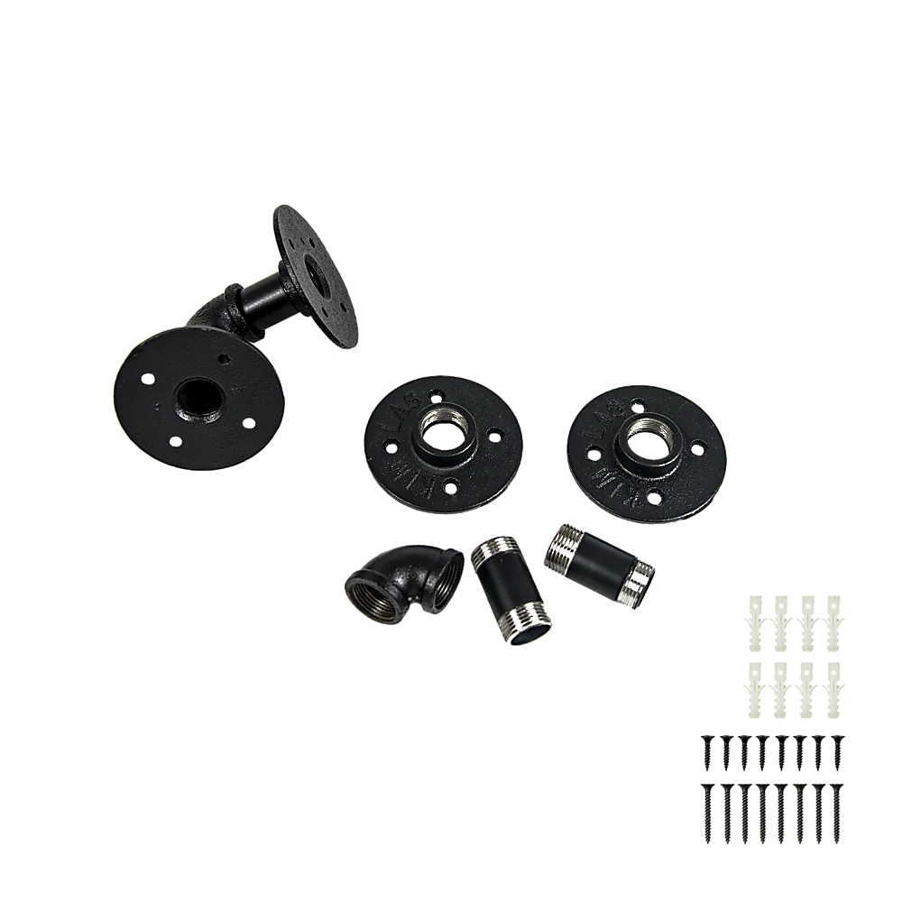Black industrial iron pipe with display setup and product form