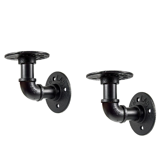 Industrial Black Iron Pipe Bracket Wall Mounted Floating