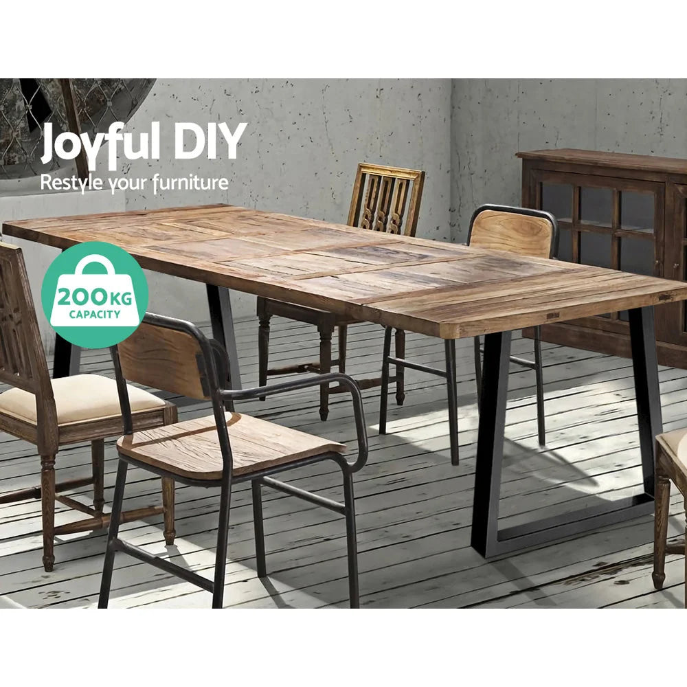 Industrial Coffee Dining Table Legs Set of 2 - Vintage