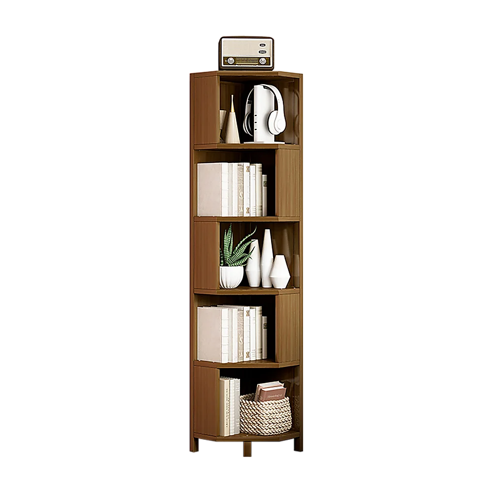 Industrial Corner Bookcase 5-Shelf Bookshelf Display