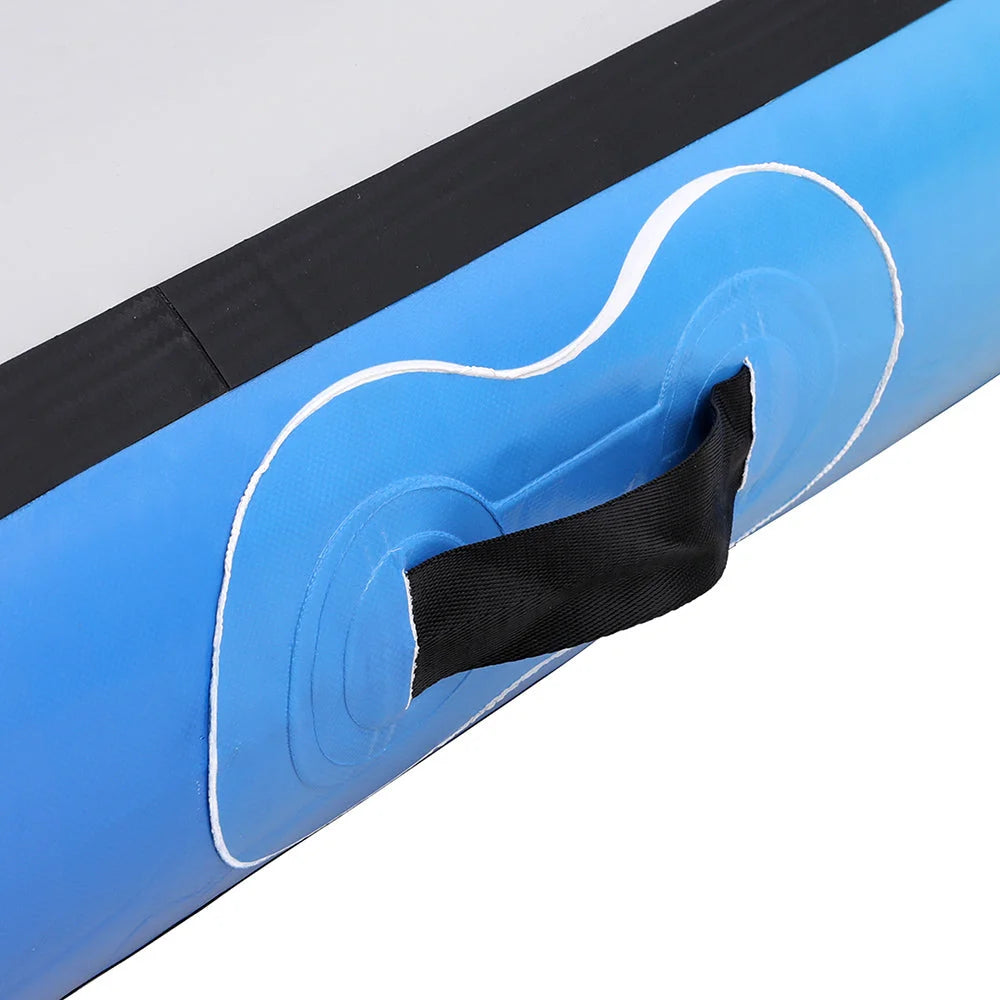 6m inflatable air track with tiered shelves and metal supports