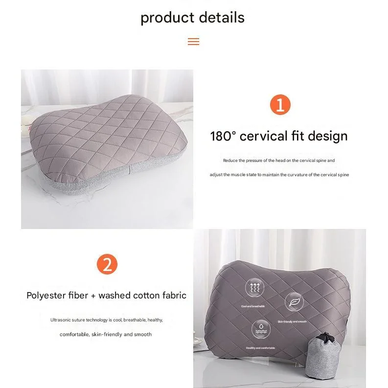 Inflatable Camping Pillow - Lightweight 46x32x12cm Travel