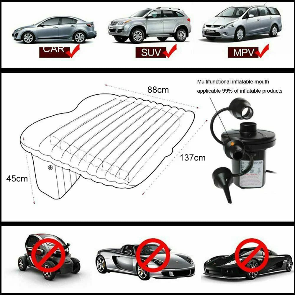 Inflatable Car Back Seat Mattress Portable Camping Travel Air