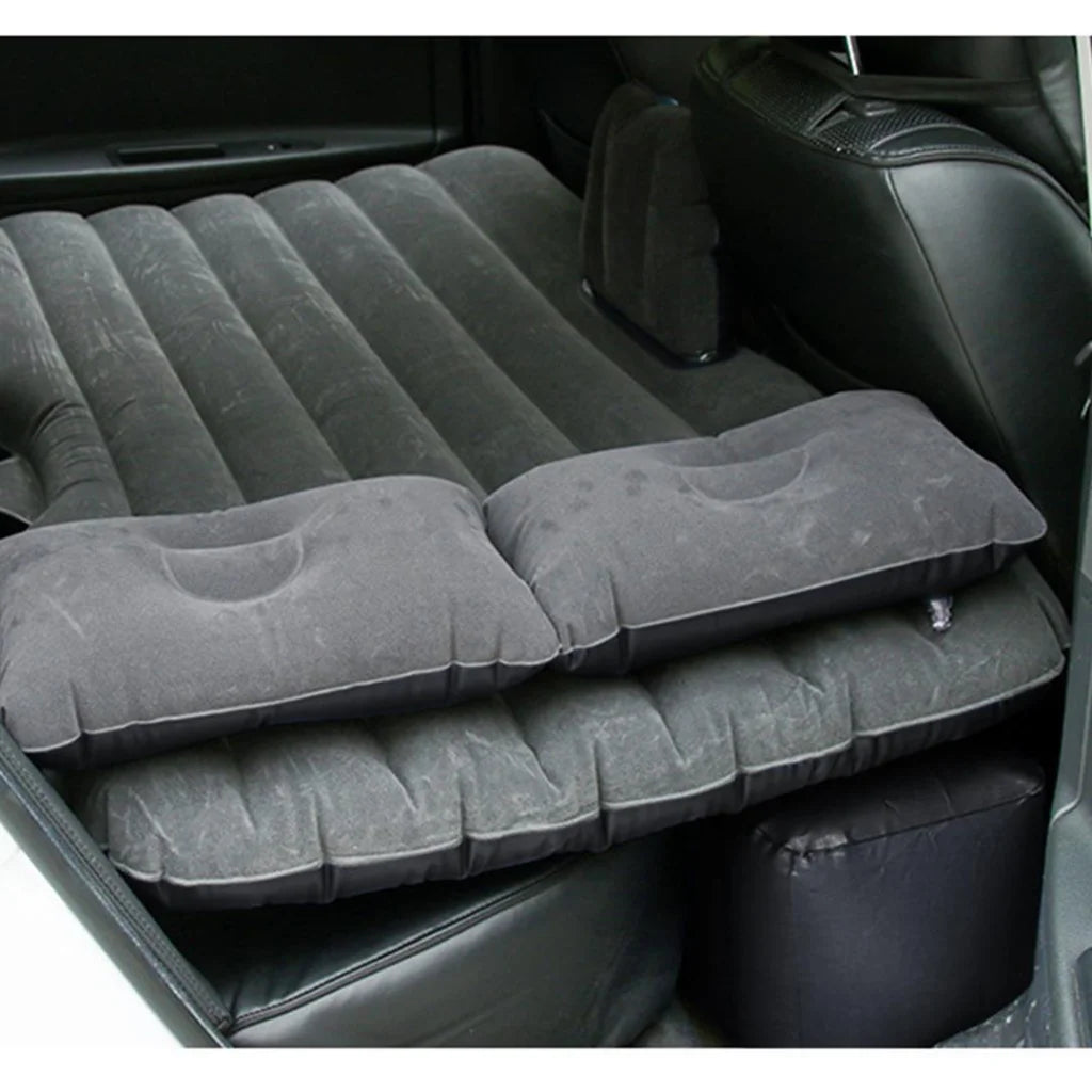 Inflatable Car Mattress Portable Travel Camping Air Bed Sleeping Rest - Grey - Premium