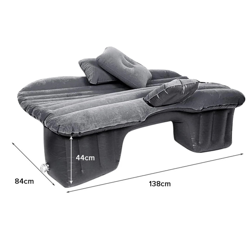 Inflatable Car Mattress Portable Travel Camping Air Bed Sleeping Rest - Grey - Premium