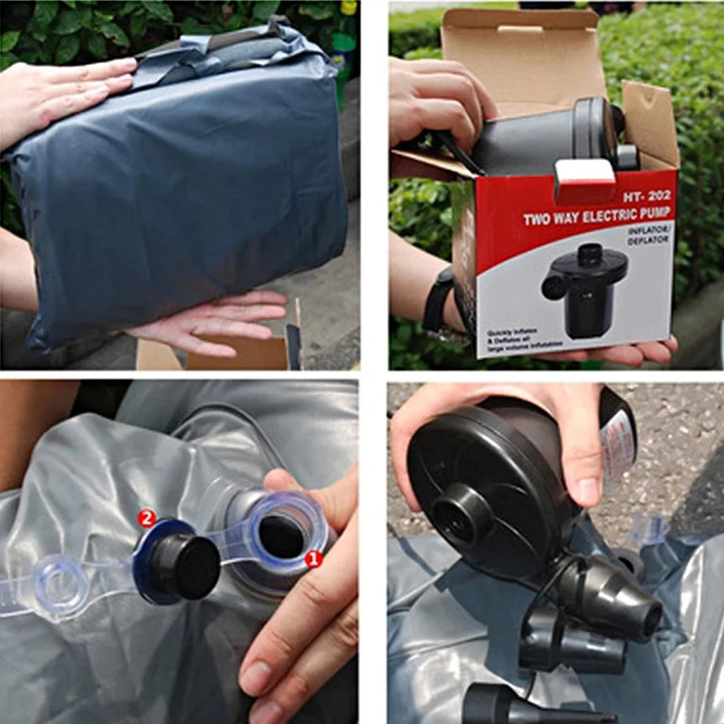 Inflatable Car Mattress Set Premium 2X Portable Travel Camping Air Bed Rest Sleeping Bed - Beige