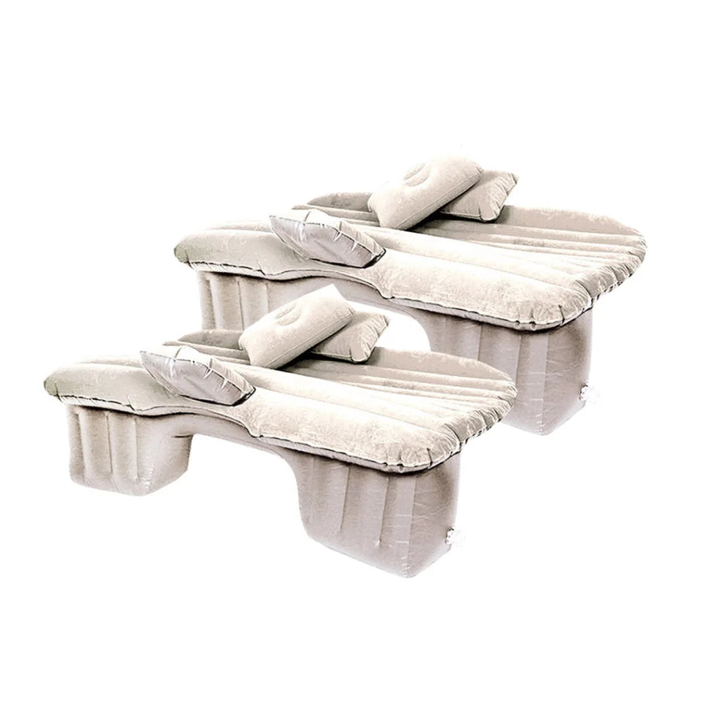 Inflatable Car Mattress Set Premium 2X Portable Travel Camping Air Bed Rest Sleeping Bed - Beige