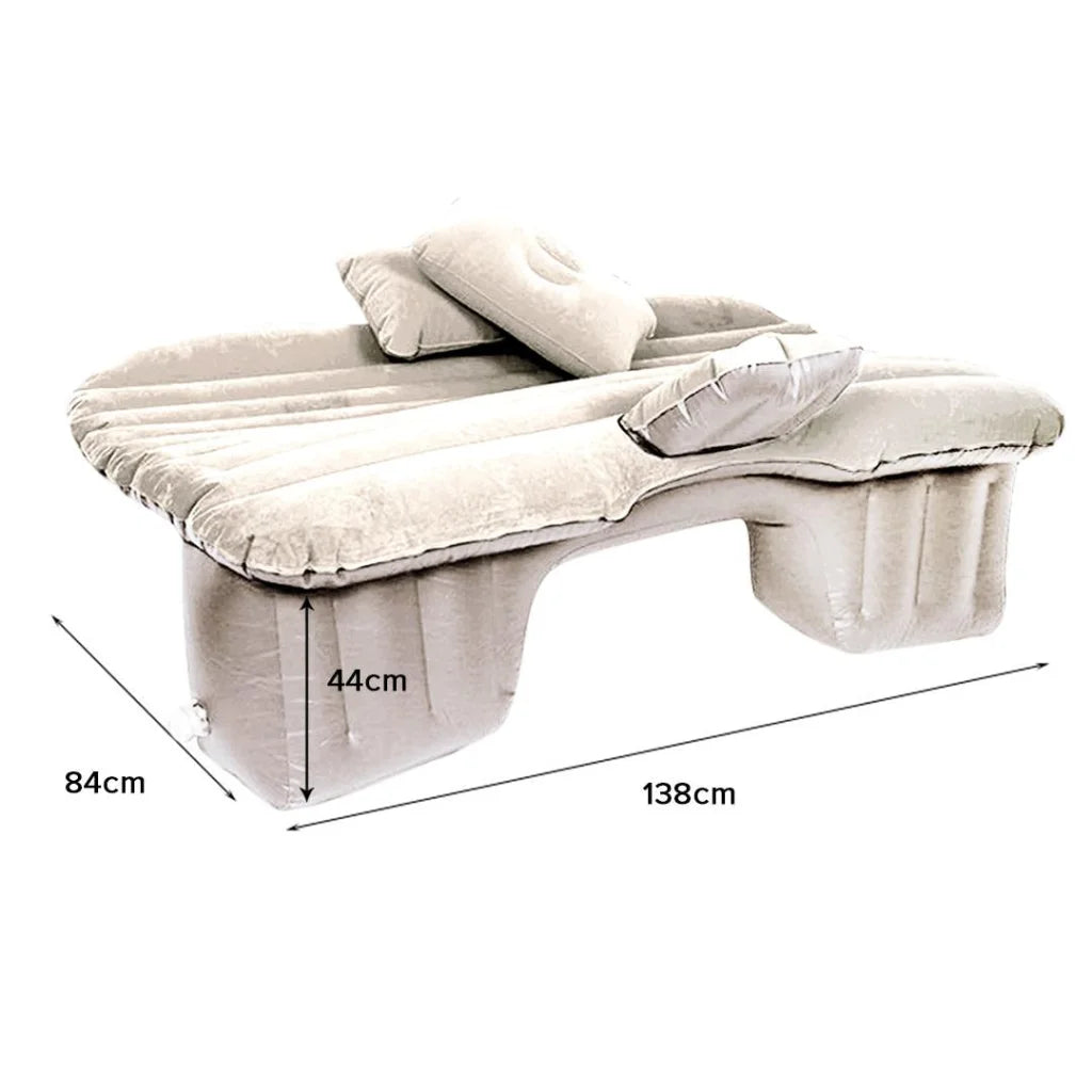 Inflatable Car Mattress Set Premium 2X Portable Travel Camping Air Bed Rest Sleeping Bed - Beige