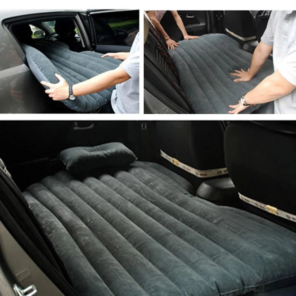 Inflatable Car Mattress Set Premium 2X Portable Travel Camping Air Bed Rest Sleeping Bed - Beige