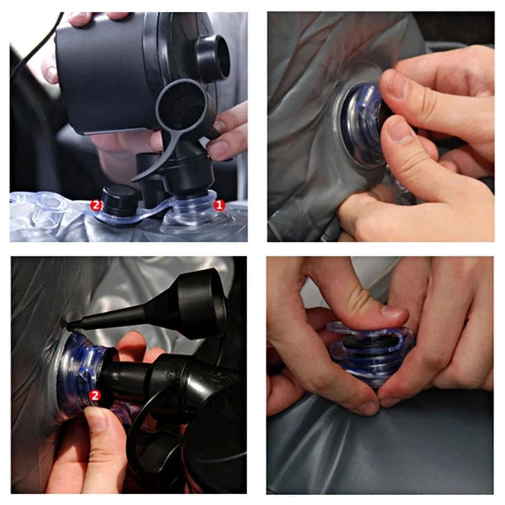 Inflatable Car Mattress Set Premium 2X Portable Travel Camping Air Bed Rest Sleeping Bed - Beige