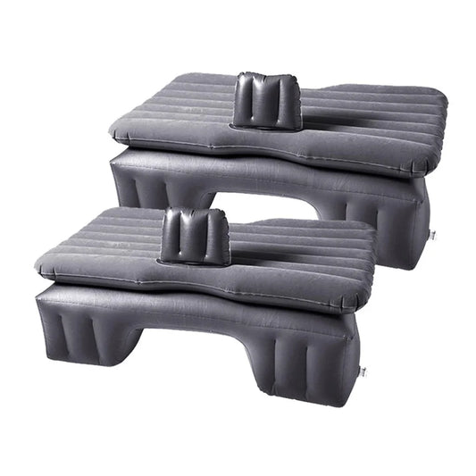 Inflatable Car Mattress Set Premium 2X Portable Travel Camping Air Bed Rest Sleeping Bed - Grey