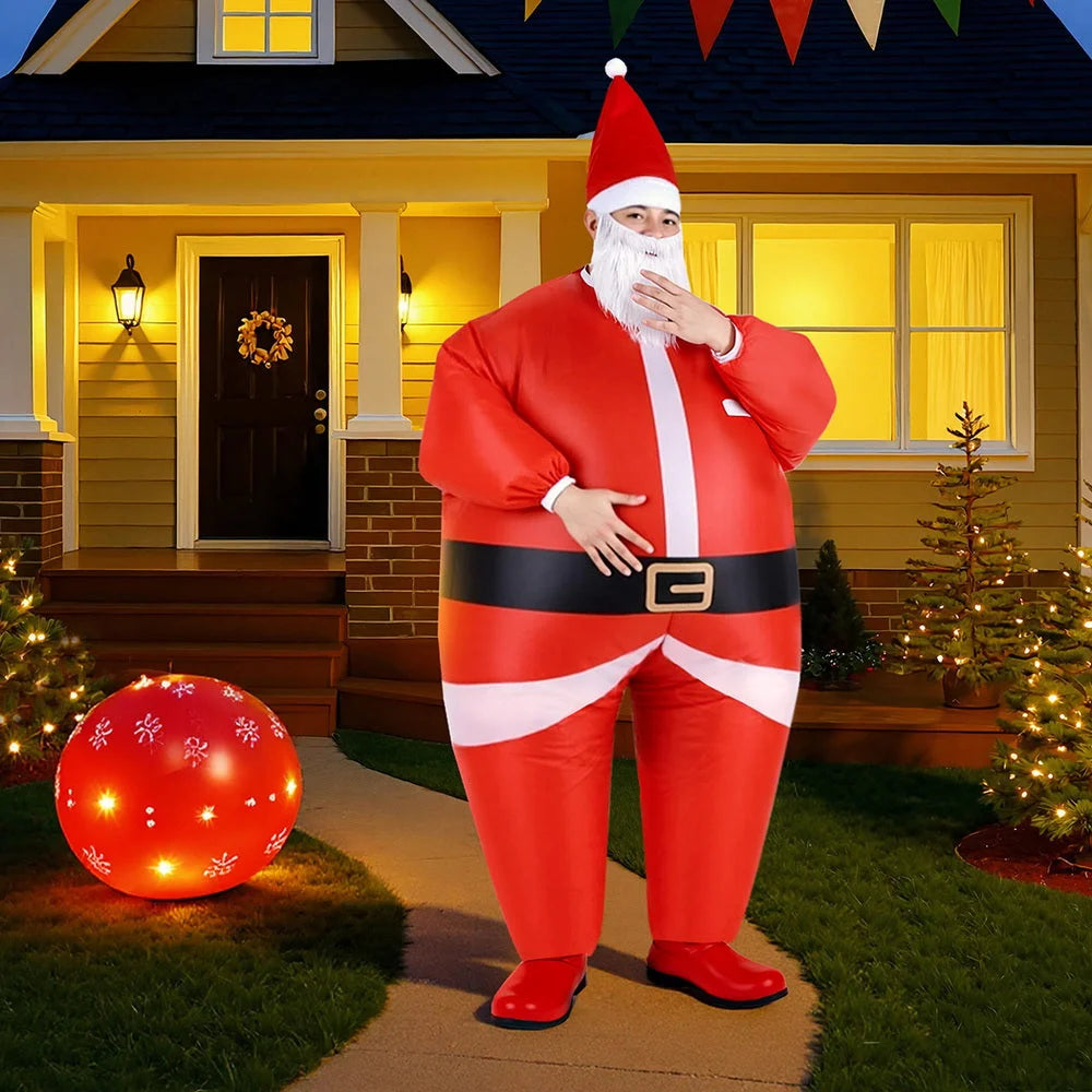 Inflatable Christmas Santa Claus Costume Adult Suit Blow Up