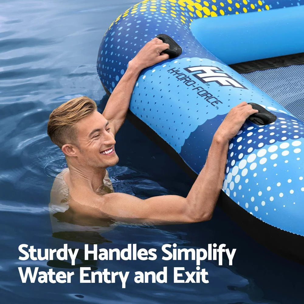 Inflatable Floating Island Float Lounger Sunshade Pool Bed