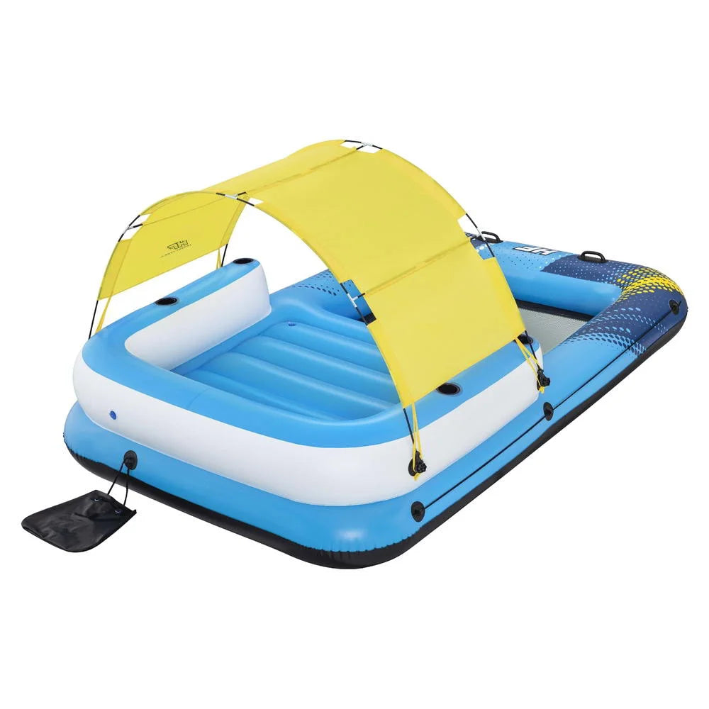 Inflatable Floating Island Float Lounger Sunshade Pool Bed