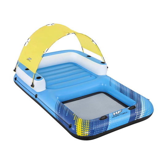Inflatable Floating Island Float Lounger Sunshade Pool Bed