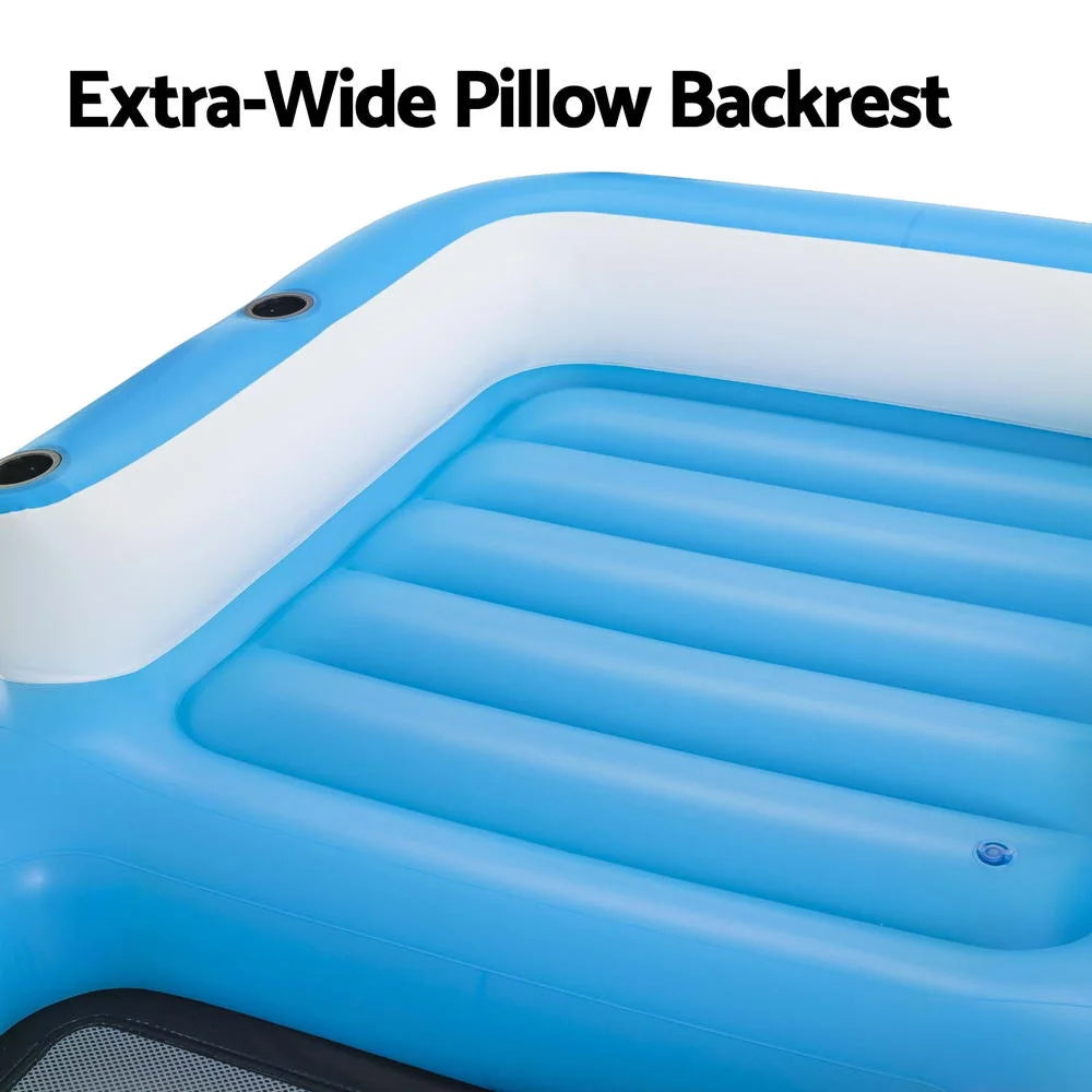 Inflatable Floating Island Float Lounger Sunshade Pool Bed
