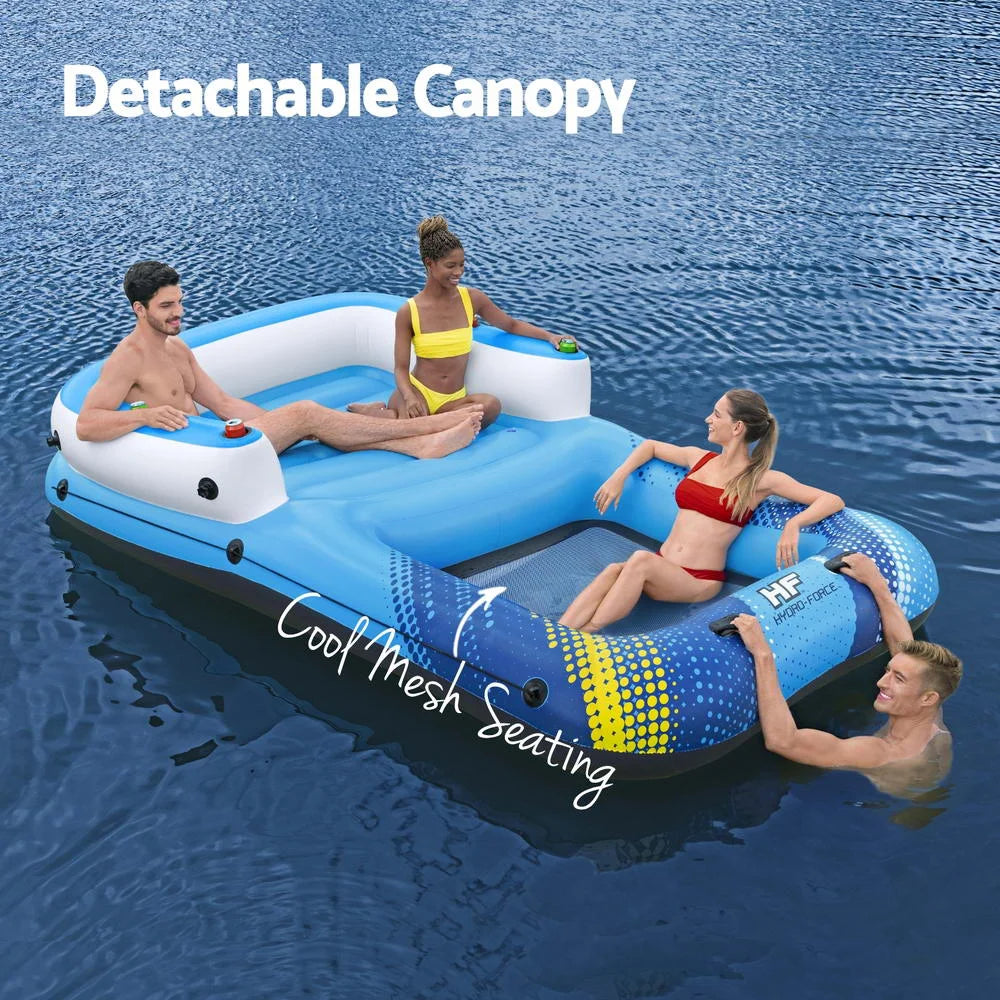 Inflatable Floating Island Float Lounger Sunshade Pool Bed