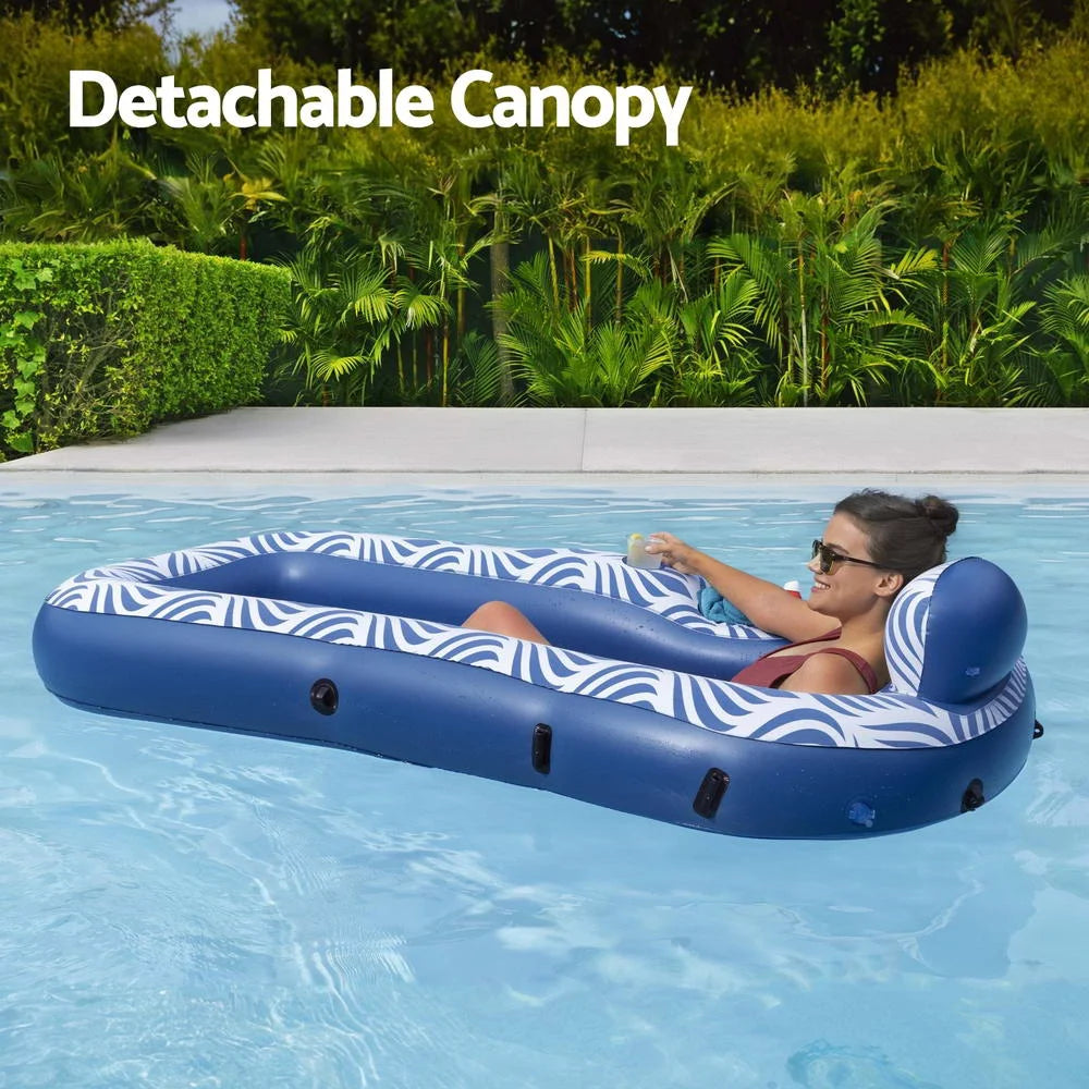Inflatable Floating Lounger with Sunshade Canopy - 1.98M x