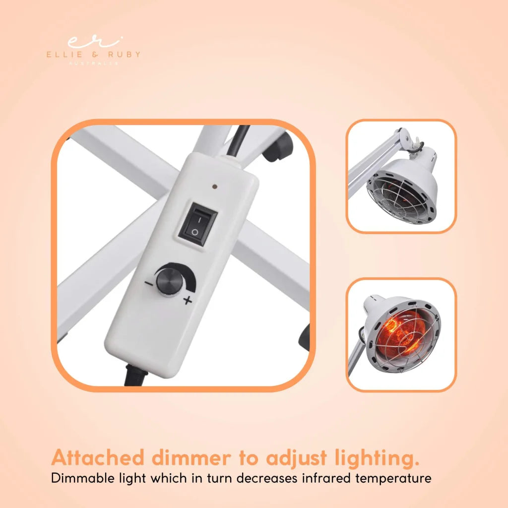 Infrared Heat Floor Lamp 275W Mobile Dimmable Salon Home