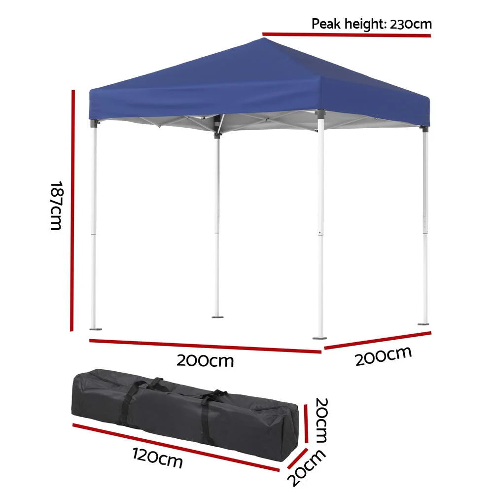 Gazebo 2x2m Outdoor Patio Marquee with Shade Blue