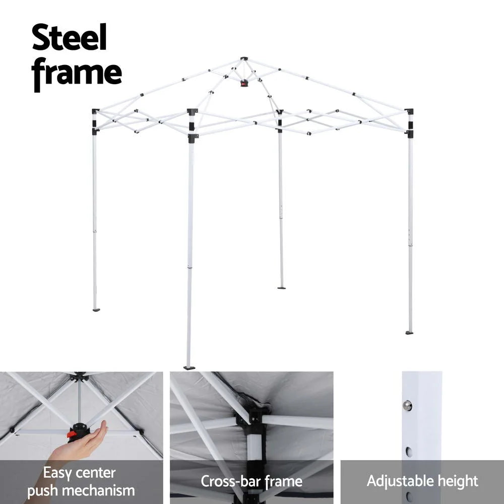 Blue 2x2m pop-up gazebo with canopy roof and folding leg frame