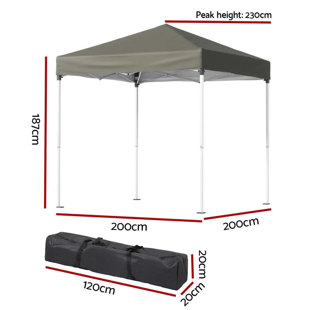 Grey 2x2m gazebo for shaded outdoor gatherings
