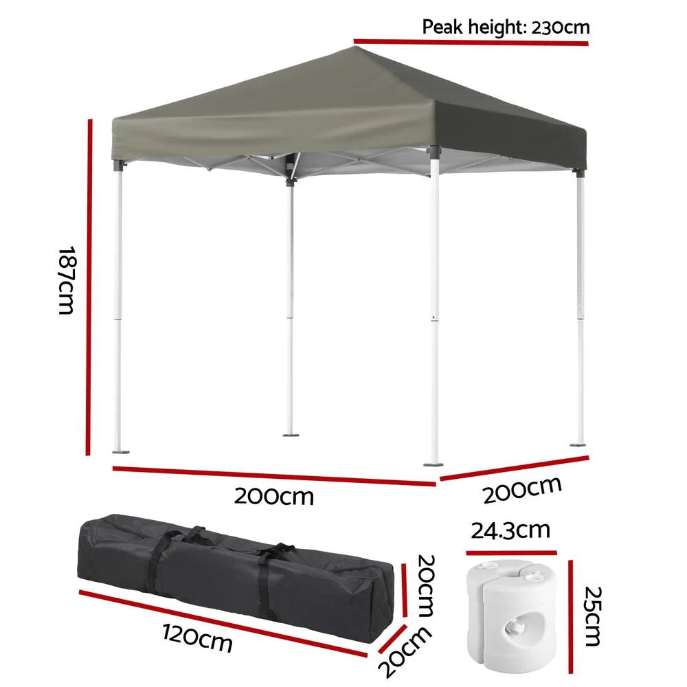Grey 2x2m gazebo for shaded outdoor gatherings