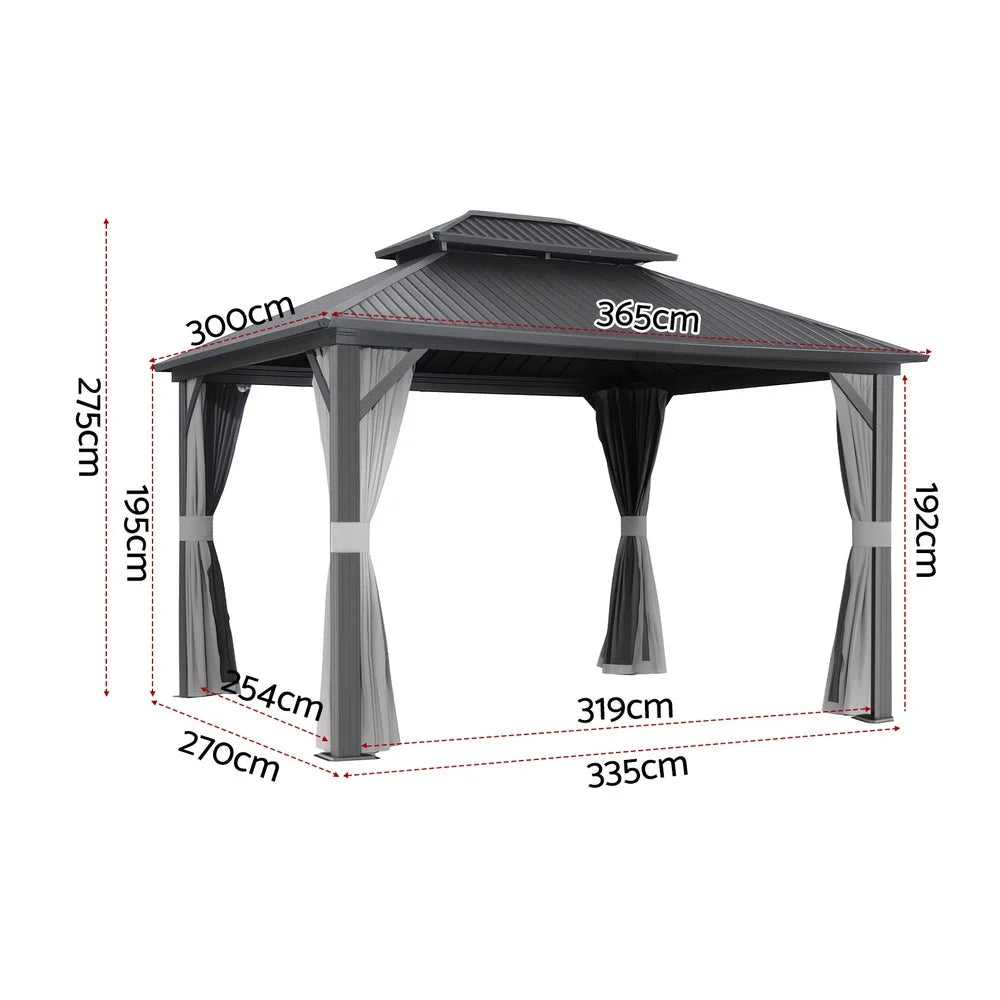Instahut Gazebo 3x3.65m Canopy Outdoor Steel Frame Patio