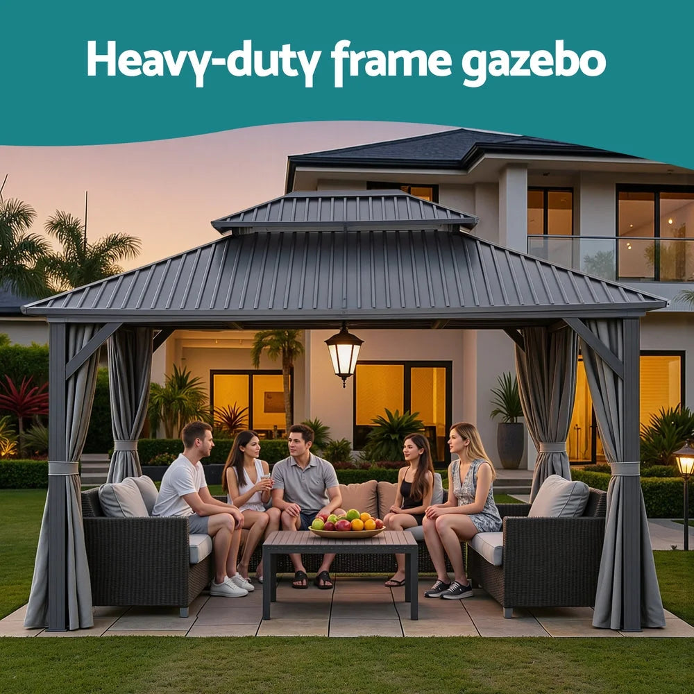 Instahut Gazebo 3x3.65m Canopy Outdoor Steel Frame Patio