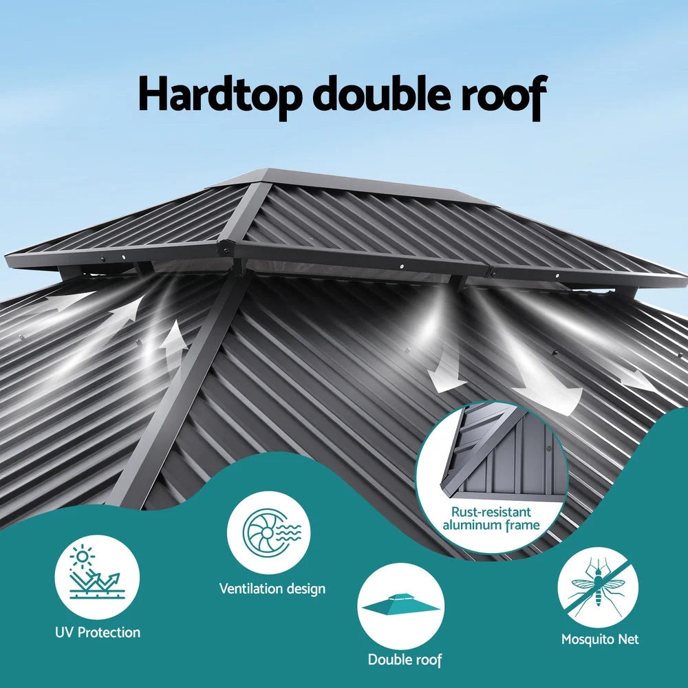 Instahut Gazebo 3x3.65m Canopy Outdoor Steel Frame Patio