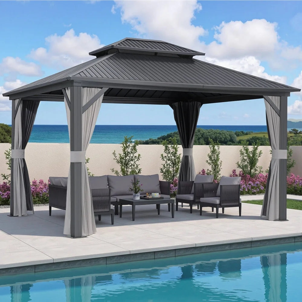 Instahut Gazebo 3x3.65m Canopy Outdoor Steel Frame Patio