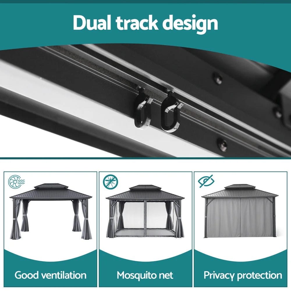 Instahut Gazebo 3x3.65m Canopy Outdoor Steel Frame Patio