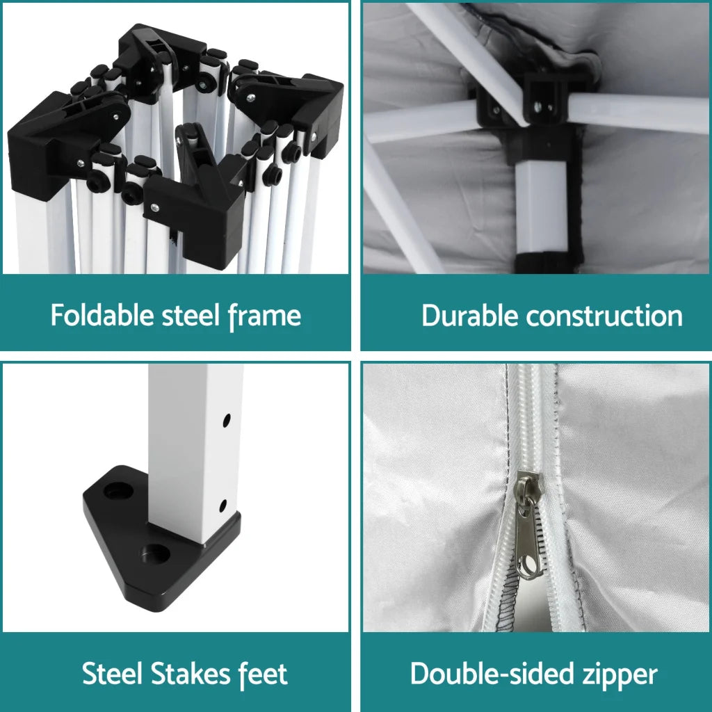 Instahut Gazebo 3x3 Pop Up Marquee Folding Tent Wedding