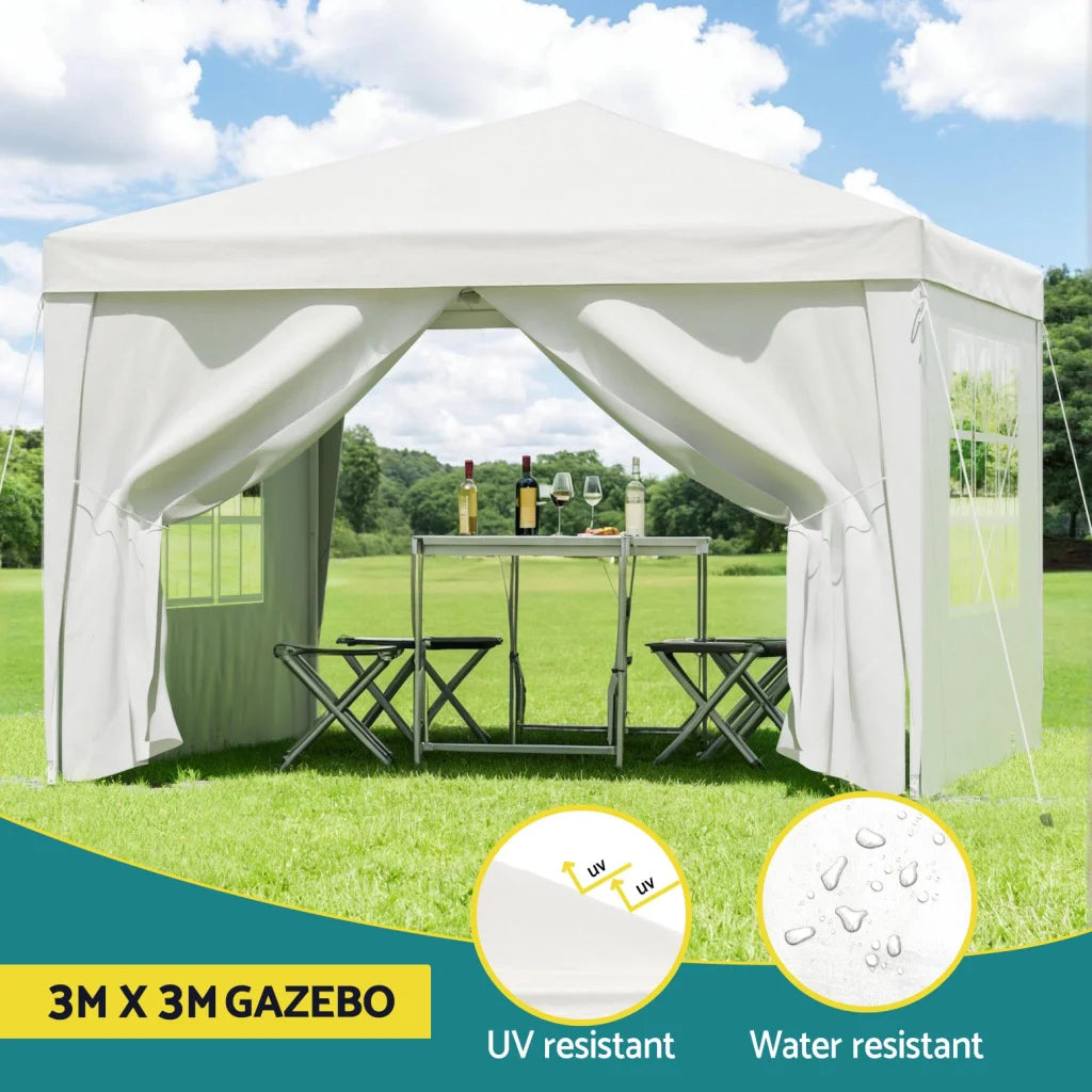 Instahut Gazebo 3x3 Pop Up Marquee Folding Tent Wedding