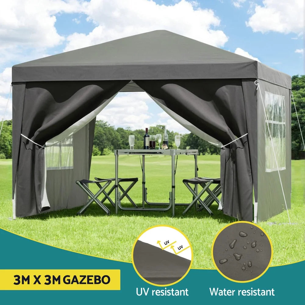Instahut Gazebo 3x3 Pop Up Marquee Folding Tent Wedding