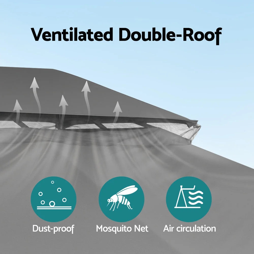Instahut Gazebo 3x4m Canopy Outdoor Steel Frame Patio Tent