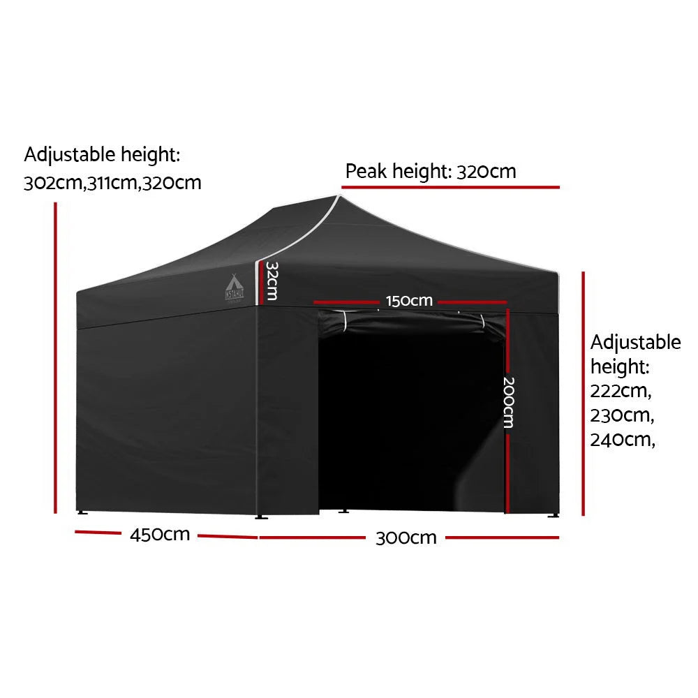 Instahut Gazebo Pop Up Marquee 3x4.5 Folding Tent Wedding