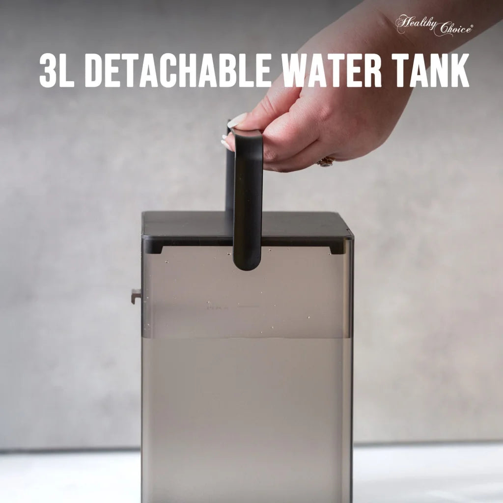 Instant water dispenser with compact layout and accessory details