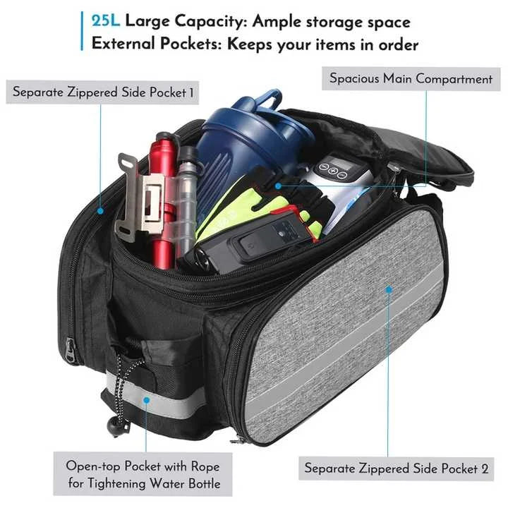 Insulated Bike Rear Rack Bag waterproof storage with soft