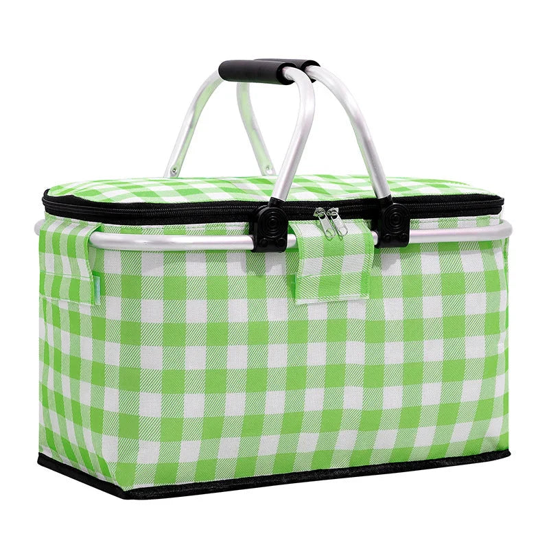 Insulated Picnic Basket with Aluminum Frame - Portable