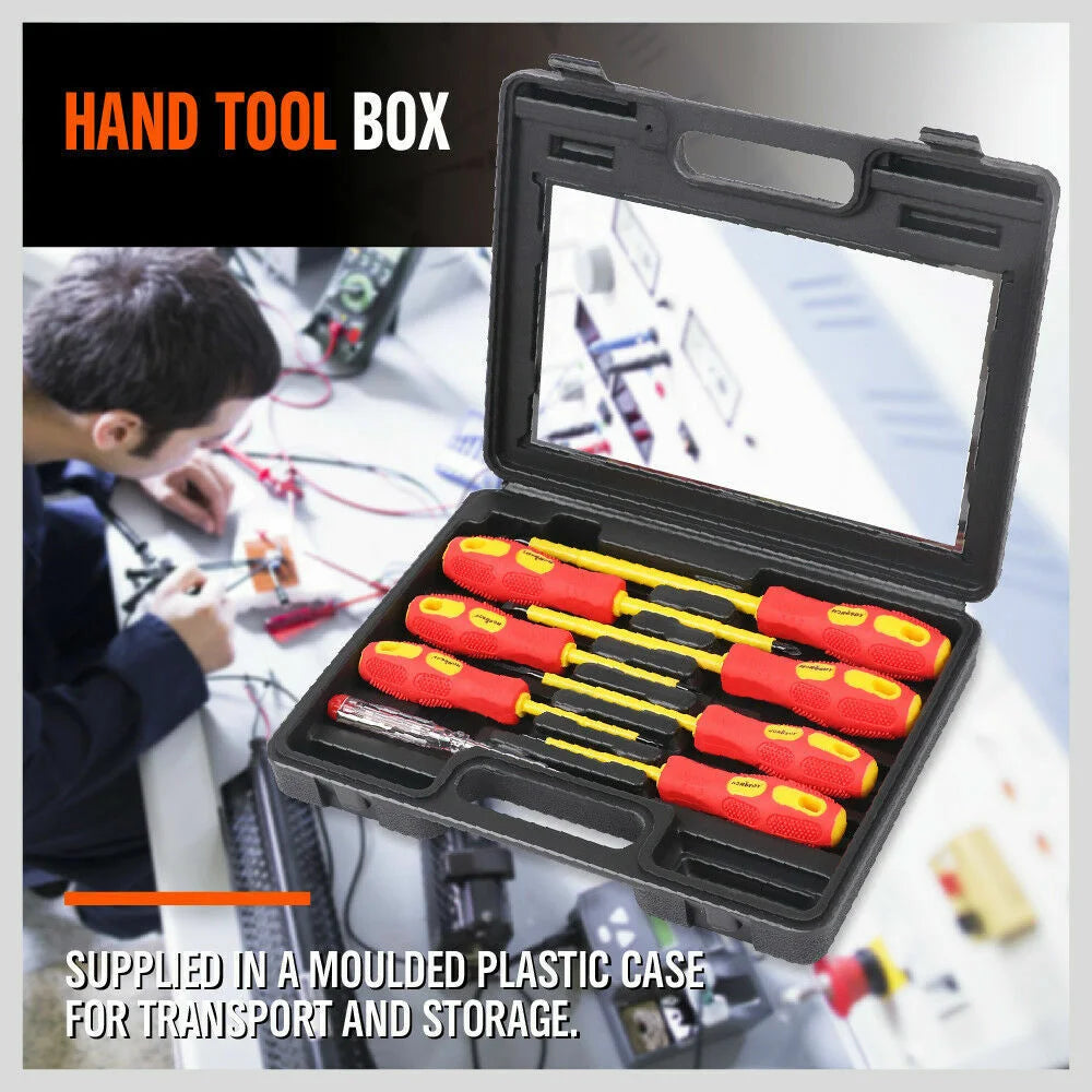 Insulated Screwdriver Set 8Pc Magnetic Slotted Phillips