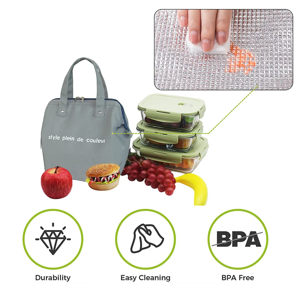 Insulated Thermal Cooler Lunch Bag Portable Picnic Storage