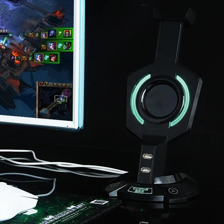 Integrated Mecha-Shaped Headset Holder With Dual Usb Ports And Computer Switch - Luminous-1915198030768902147