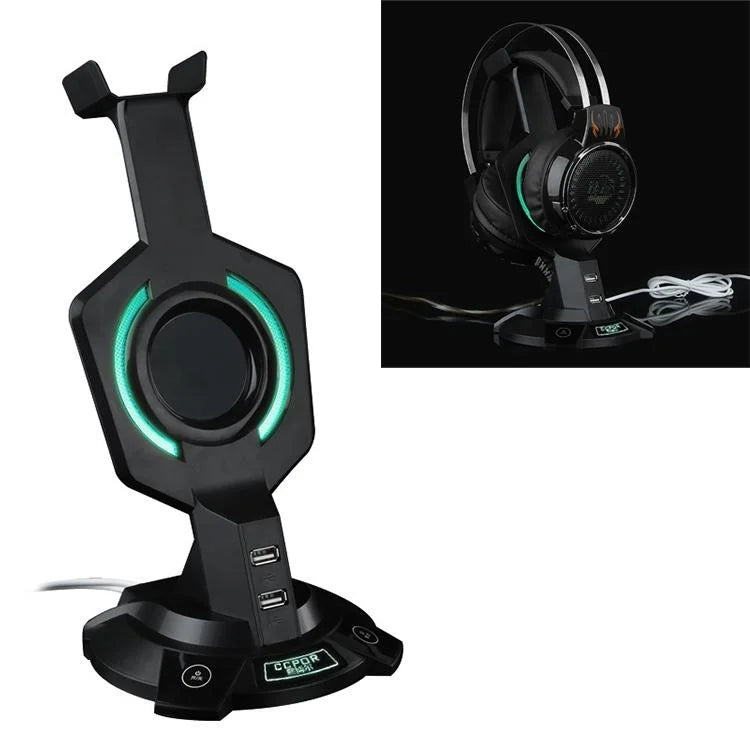 Integrated Mecha-Shaped Headset Holder With Dual Usb Ports And Computer Switch - Luminous-1915198030768902144