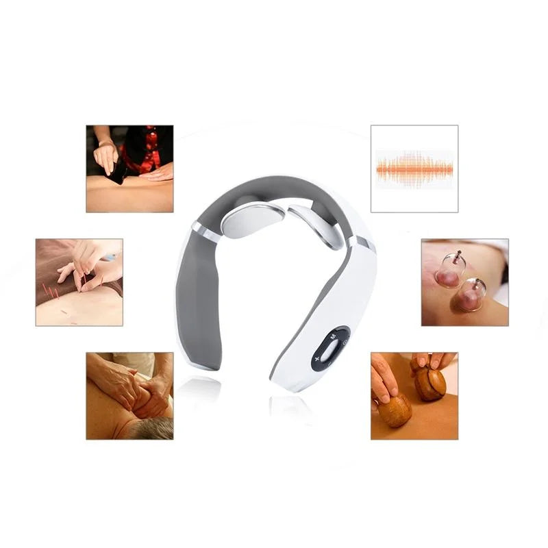 Intelligent Neck Massager Electromagnetic Vibration White