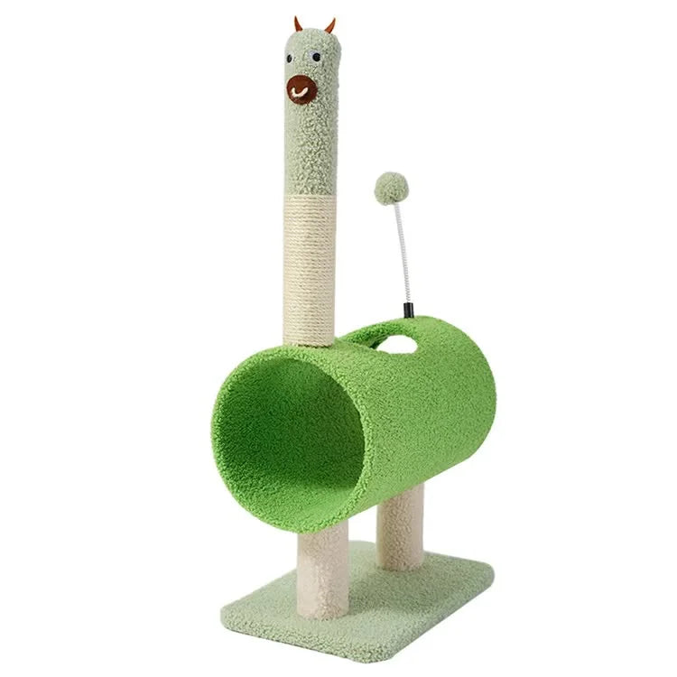 Interactive Cat Tunnel & Scratching Post with Spring Toy