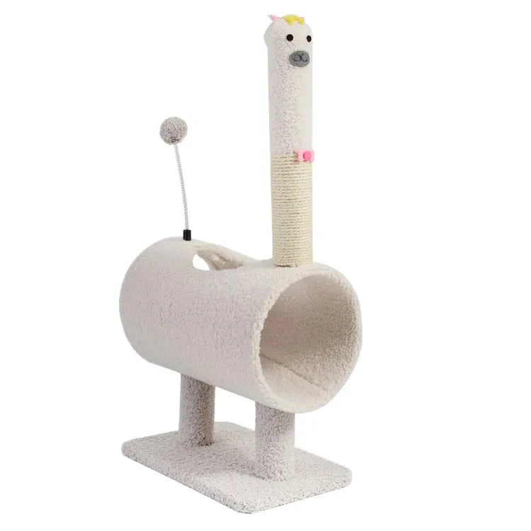 Interactive Cat Tunnel & Scratching Post with Spring Toy