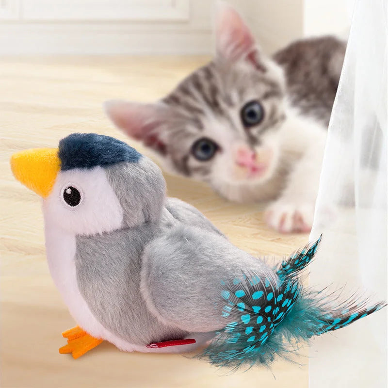 Interactive Plush Cat Toy - Lifelike Bird with Chirping