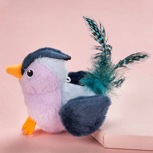 Interactive Plush Cat Toy - Lifelike Bird with Chirping